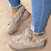 Bowknot Flat Heel Round Toe Sweet Daily Suede Loafer Winter Snow Ankle Boots