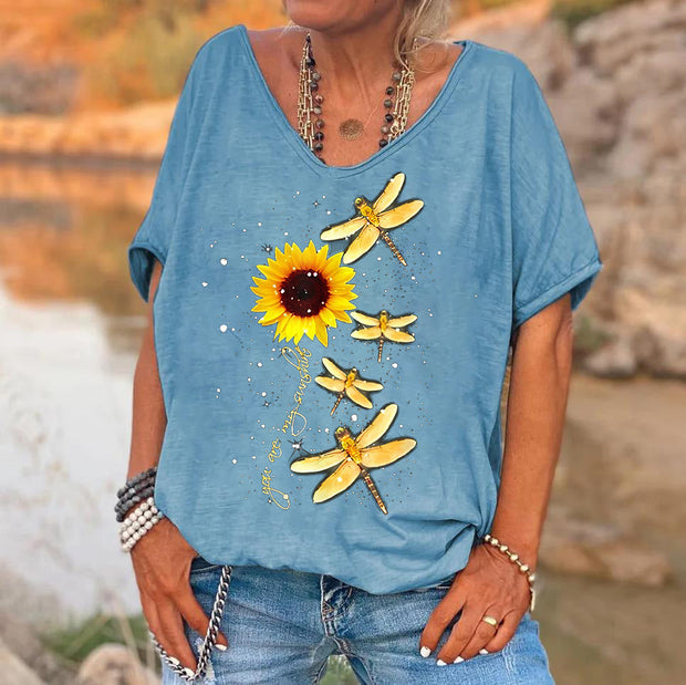 You're My Sunshine Dragonfly Printed Hippie Tees