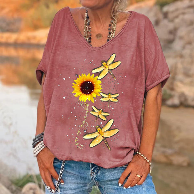 You're My Sunshine Dragonfly Printed Hippie Tees