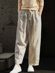 Women's Pure Color Elegant Casual Cotton Pants