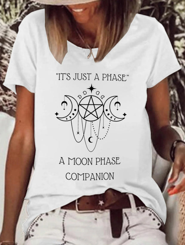 "It's Just A Phase" Printed Crew Neck Women's T-shirt