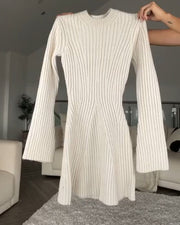Slit bell sleeve sweater dress