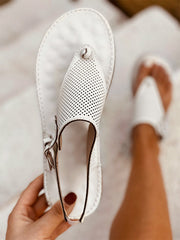 T-Strap Perforated Sandals