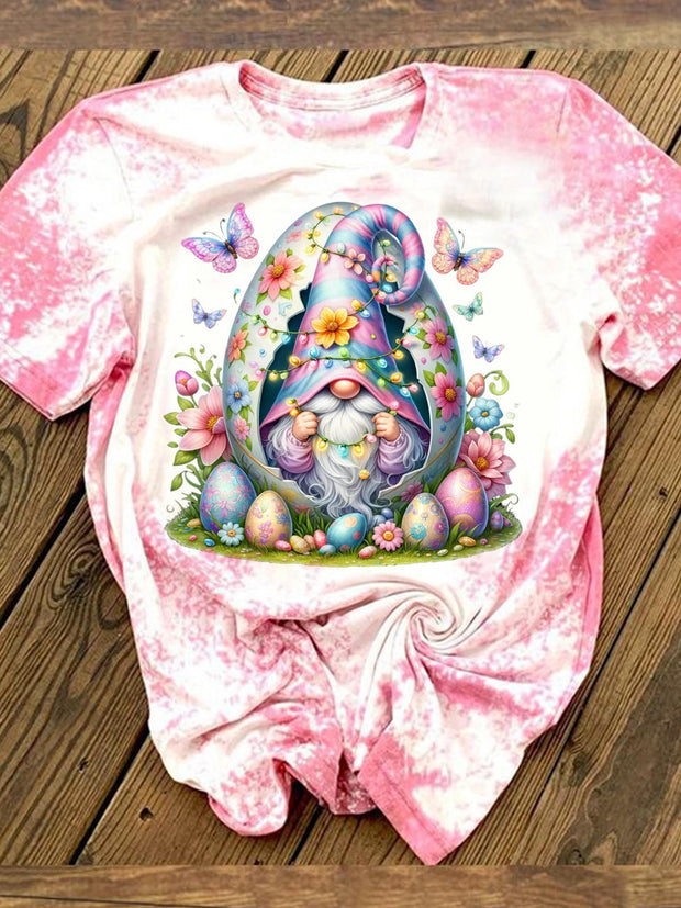 Buttefly Easter Egg Gnome Tie Dye T-shirt