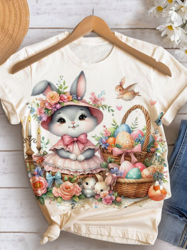 Cute Easter Bunny Crew Neck T-shirt