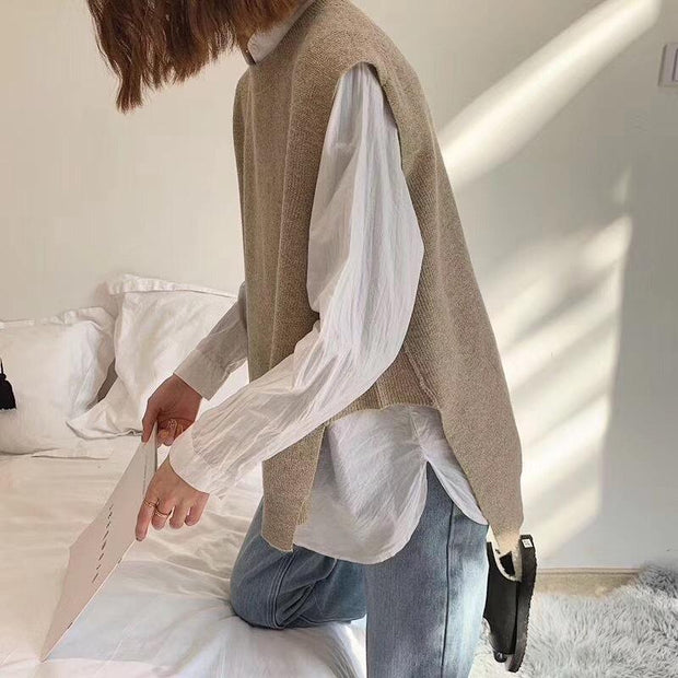 Casual Knit Solid Vest