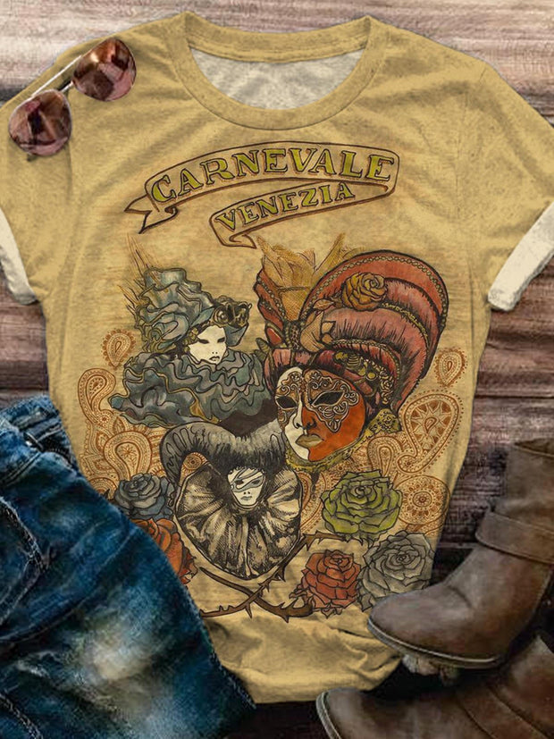 Vintage Carnevale Venezia Crew Neck T-shirt