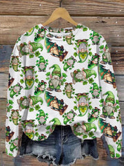 St. Patrick Gnomes Print Long Sleeve Top